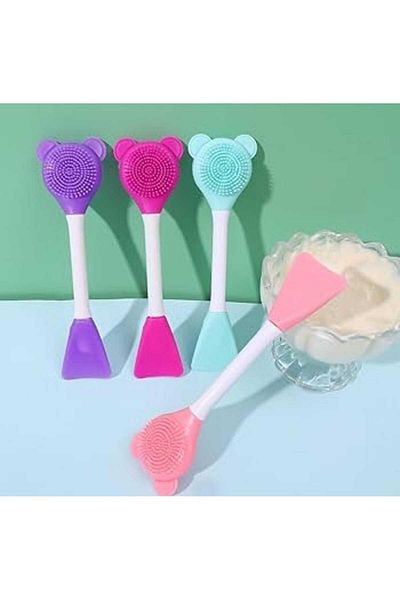 evinizin vitrini 2Pcs Silicone Double Headed Skin Cleansing Mask and Cream Applying Facial Brush