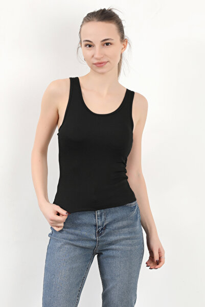 GİYSA Square Collar Black Bodysuit - Strap Covered Women's Bodysuit 5058