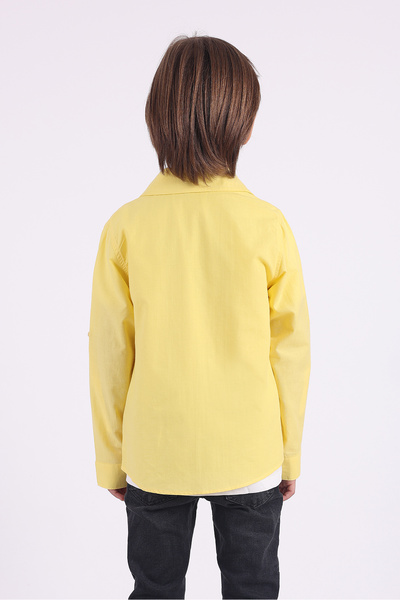 Pollito Boy's 2-Pocket Cotton Yellow Shirt T-Shirt Set