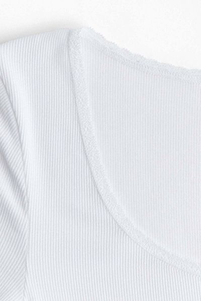 H&M Lace-trimmed ribbed top