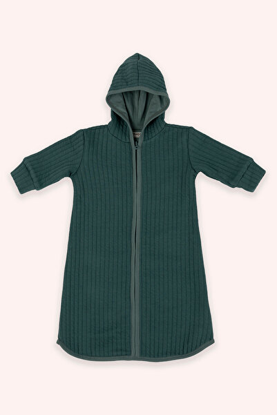 Panço Kız Bebek Fermuarlı Yeşil Tulum