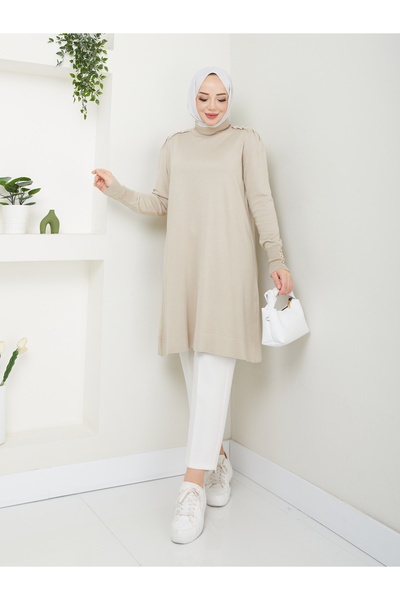 MODAMÜNASİP Wonderful Bead Detailed Mercerized Non-Pilling Stylish Tunic