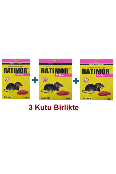 Kulsan İlaç Ratimor Pellet 100 gr X 3 Kutu Etkili Fare Zehiri