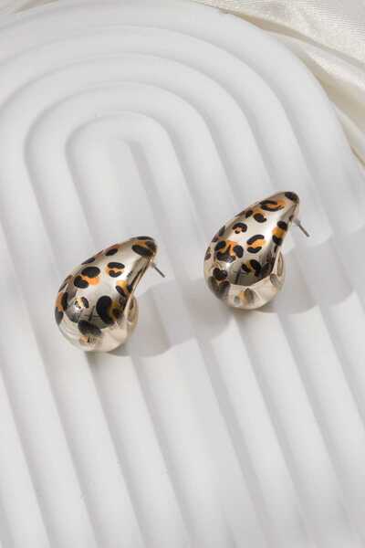 MRK Kadın İthal Leopar Desenli Damla Küpe