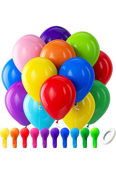 Home Zone 100 Pack 12 inch Round Helium Bright Colour Balloons