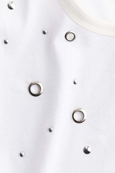 H&M Cropped embellished T-shirt