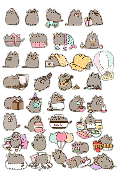 BK Design Sevimli Kedi Sticker Telefon Laptop Notebook Tablet Defter Matara S...
