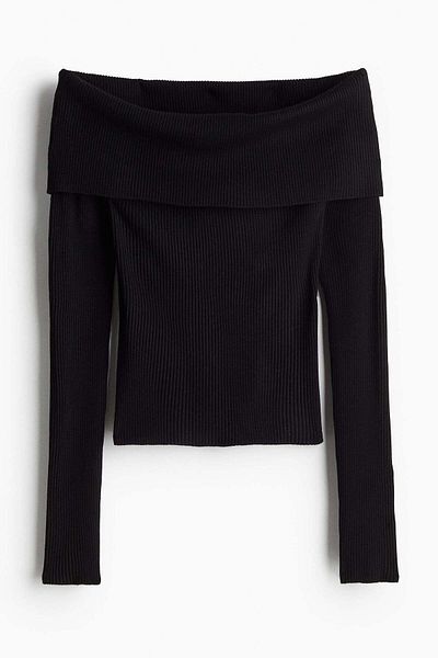 H&M Rib-knit off-the-shoulder top