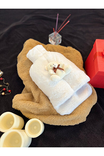 TREND COLOR Sıcak Su Torbası Kar Beyaz Peluş Oyuncaklı Ayak Isıtıcı 2 Lt Sıcak Su Torbası Ile Beraber, Geçmeli