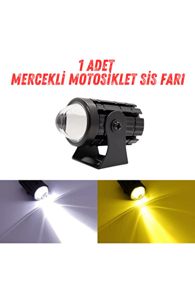 Furens 1 Adet Motosiklet Scooter  ATV Uyumlu Mercekli Sis Farı Sarı-Beyaz Çif...