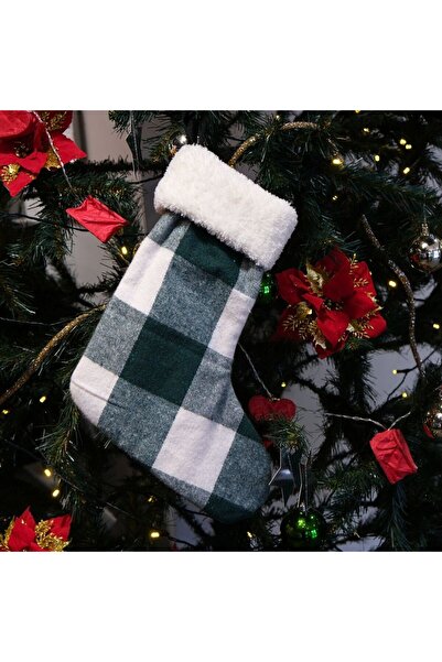 Sevenwoven Șosete cadou de Crăciun în carouri verzi