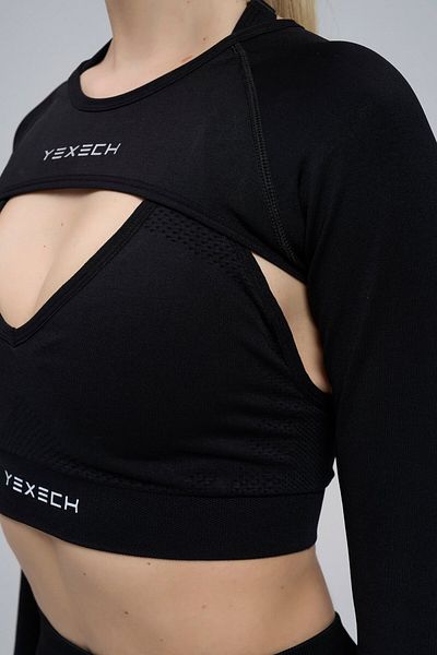 YEXECH Seamless Long Sleeve Finger Detailed Aurora Cover Crop Top