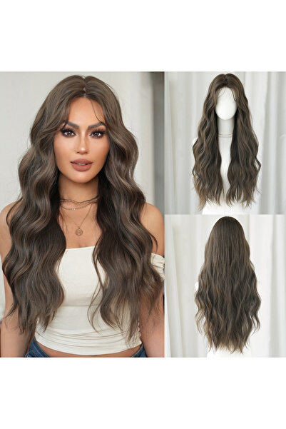 8 Kadına Dair Herşey Koyu Kumral Dalgalı Uzun Tül Peruk