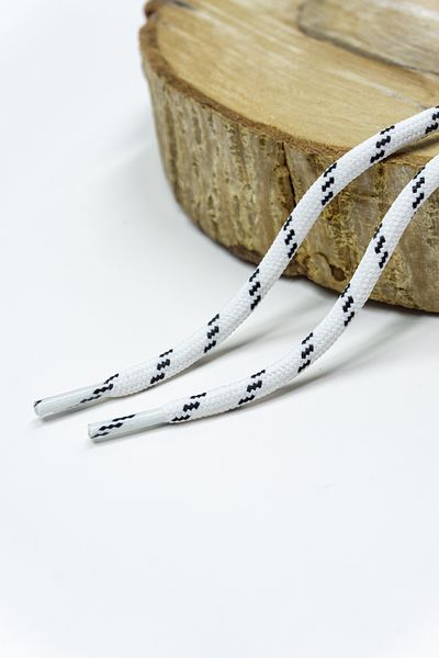 Dokubağ 120 cm Black White Stripe Pattern Round Outdoor & Boots & Sports Shoelaces - 1 Pair