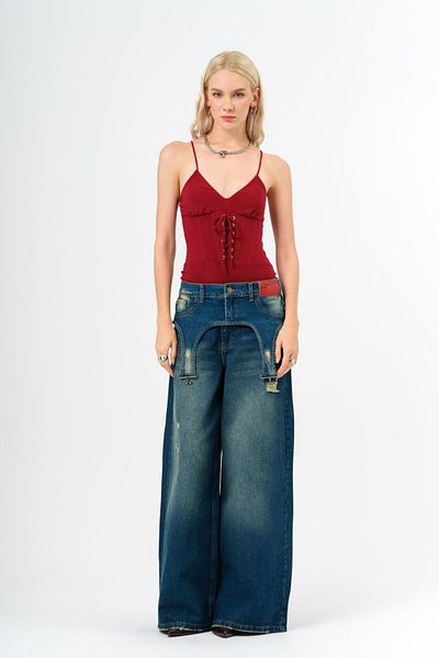 tw3 Strap Detailed Wide Leg Trousers