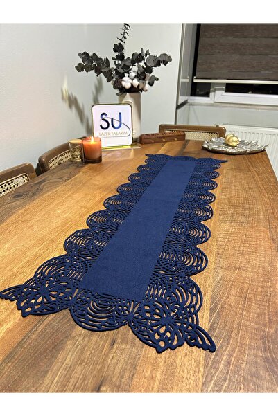 EHA LAZER Runner de culoare albastru închis cu fluturi