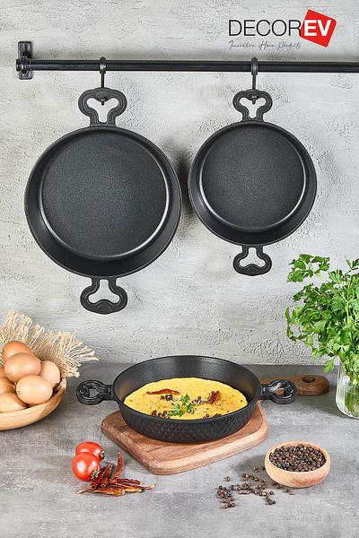 decorev Luxury 3 Piece Cast Iron Pan Pan Set 18/20/22 Cm Sinistra Fireproof Non-Stick Granite Pan Set