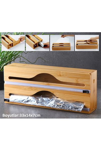 Pinkev Bamboo Hangable 2 Compartments - Aluminum Foil Cut Dispenser Box