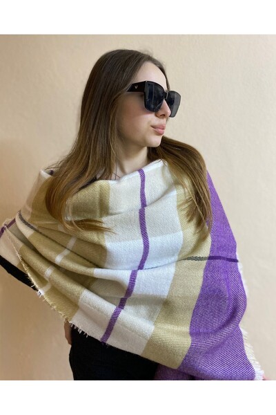 sema aksesuar هدية رأس السنة الجديدة شال باللون الأرجواني الكريمي - وشاح كتف ...