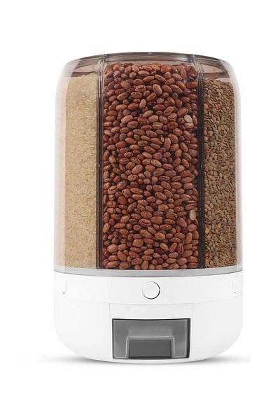 TOPTANFONİ 10 Kg Capacity Styles Food and Pulses, Storage Container, 6 Compartments, Organizer 360 Degree Rotatable