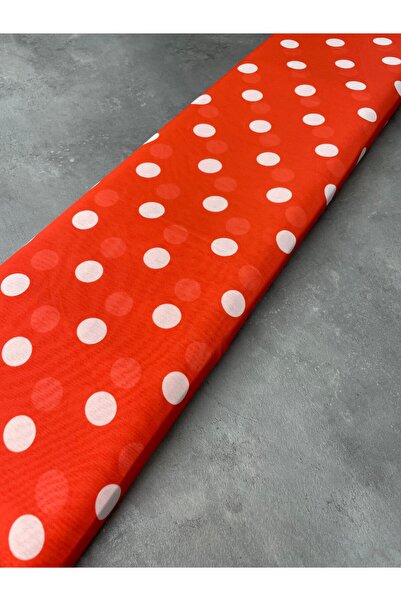 ipekkumaş Noktalı Turuncu Desen Elbiselik Şifon Kumaş