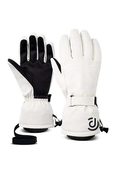 Schulzz White Ultralight Waterproof Unisex Touchscreen Ski Gloves