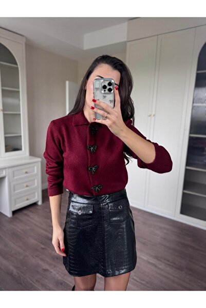 perastore Luis Siyah Kısa Deri Etek