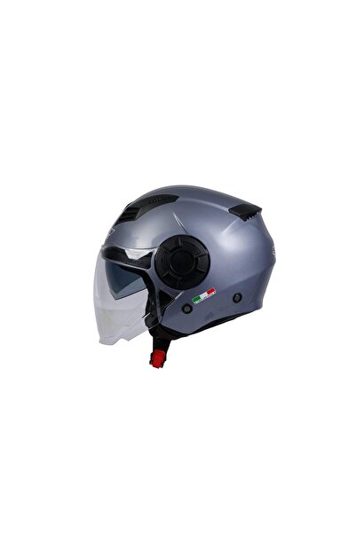 Sway 766 Geko Güneş Gözlüklü Yarım Motosiklet Kaskı XL Beden Gloss Gri