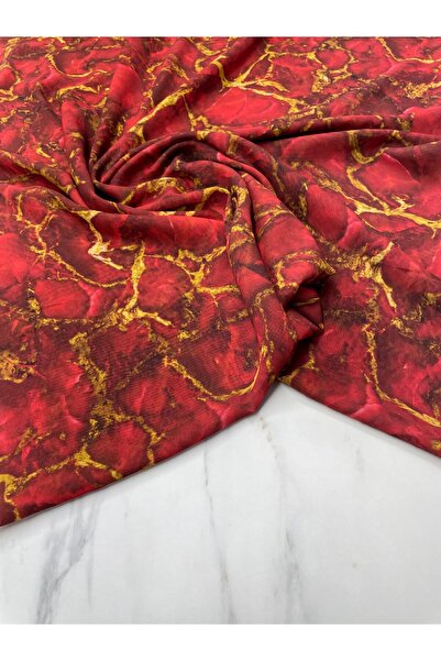 ipekkumaş قماش شيفون بنمط رخام أحمر يباع بالقطعة 1 قطعة 1 متر