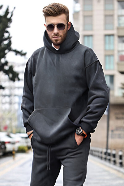 YAKAMEL سويت شيرت رجالي سميك بغطاء للرأس - 3 خيوط قطنية