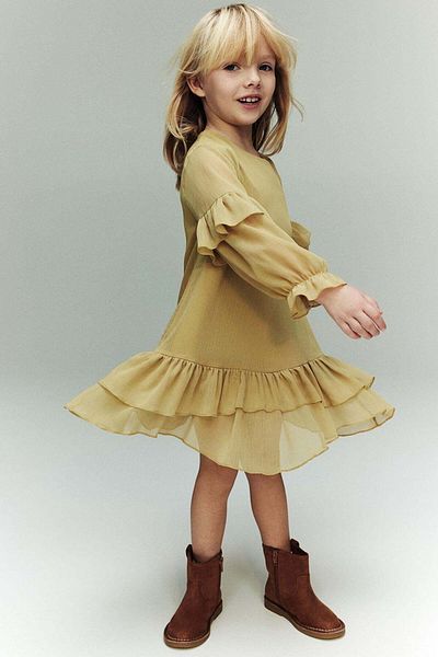 H&M Flounced chiffon dress