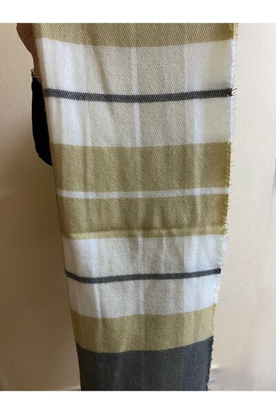 sema aksesuar Подарунок на День закоханих Шаль у світло-коричневих, чорних і білих кольорах - Шаль з широкими бахромами на плечі