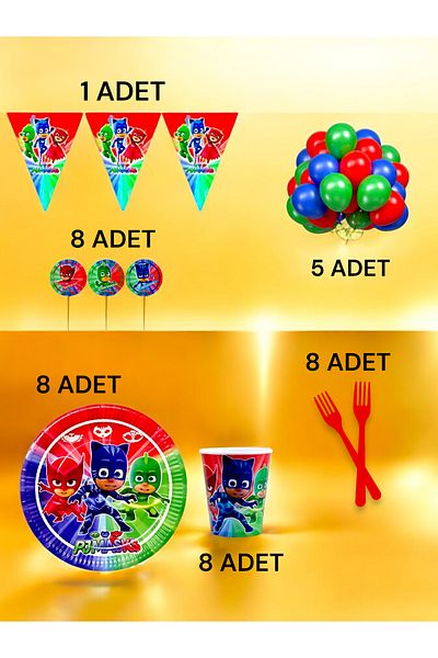 VibeHome 8-Person Pajamask Themed m Pack - Birthday Party and Fun Events