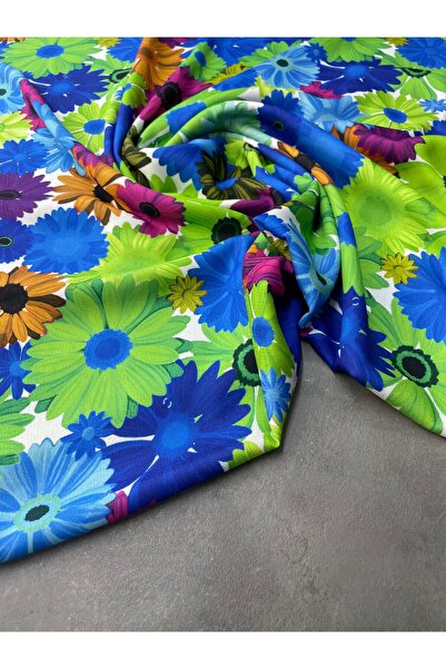 ipekkumaş Renkli Çiçek Desen Elbiselik Şifon Kumaş Ürünümüz Adet Olarak Satıl...