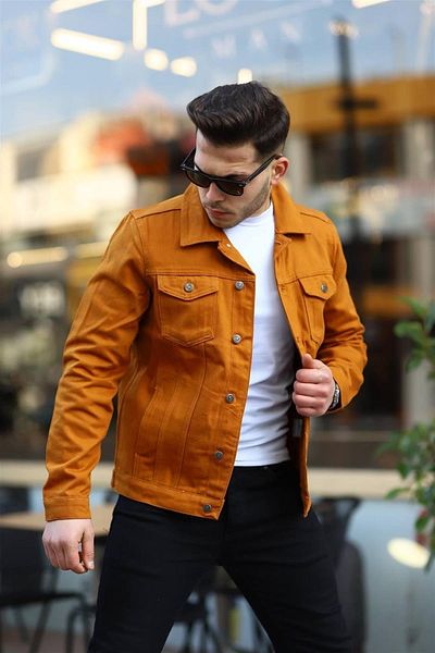 Pobudo Mustard Color Denim Jacket
