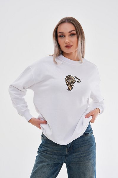 Pulli Collection Πλεκτό φούτερ με κεντητό λιοντάρι εκρού