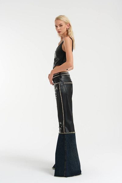 tw3 Denim Mixed, Spanish Leg Leather Trousers