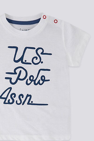 U.S. Polo Assn. U.s. Polo Assn Writing Pattern Krem Kırmızı Bebek Tshirt Takım