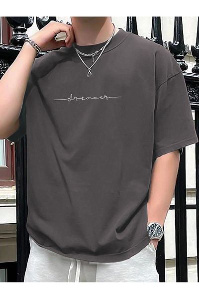 Garalio Oversize Men's Dreamer Printed Crew Neck T-Shirt