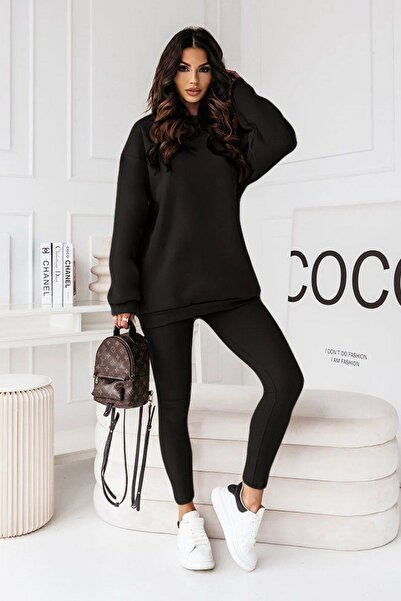 Mossta Black Sweat and Leggings Set - Two Thread Fabric