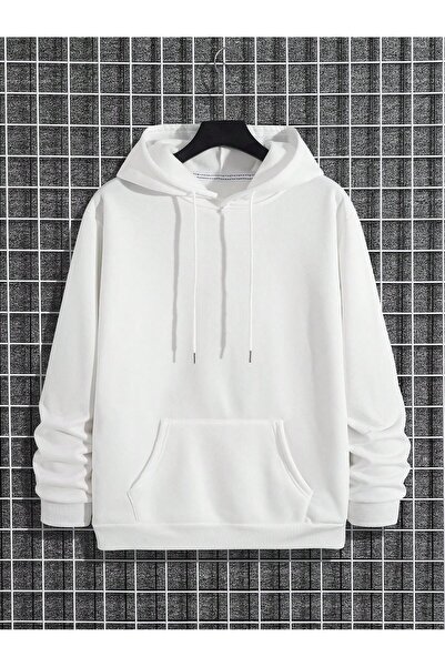 MANCY Unisex Black Solid Color Hooded Sweatshirt