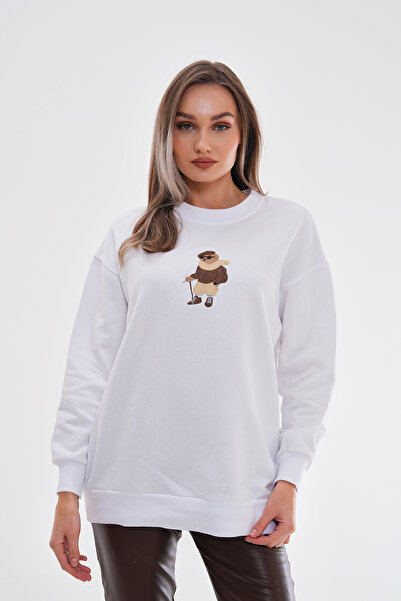 Pulli Collection Екрю Ведмедик з вишивкою Шардоне В'язаний Світшот