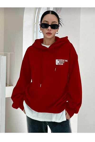 KOZİA OUTDOORS Malkoçbey Burgundy Hooded Oversize Unisex Swet Shirt