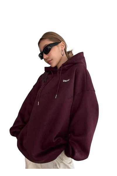 KOZİA OUTDOORS Malkoçbey Burgundy Hooded Oversize Unisex Swet Shirt