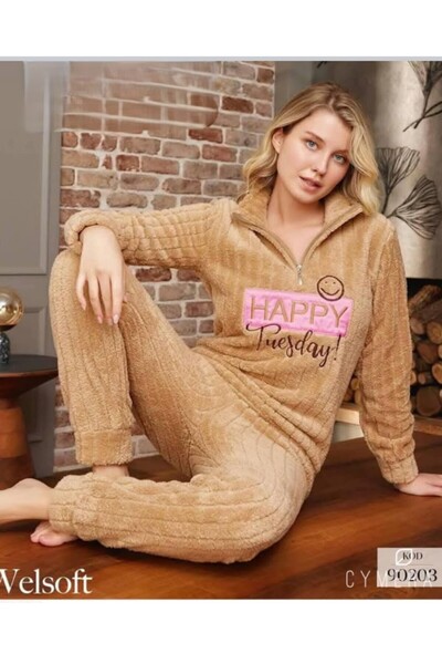 PİJAMOOD Modal Polar Kadın Fermuarlı Yaka Pijama Takımı