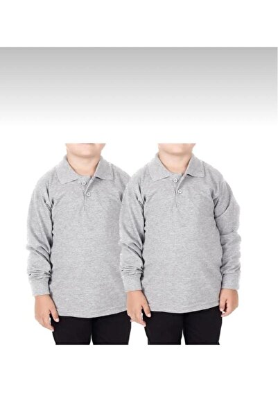 Generic Brand Guler polo unisex pentru copii, culoare uni, mâneci lungi, 2 pi...