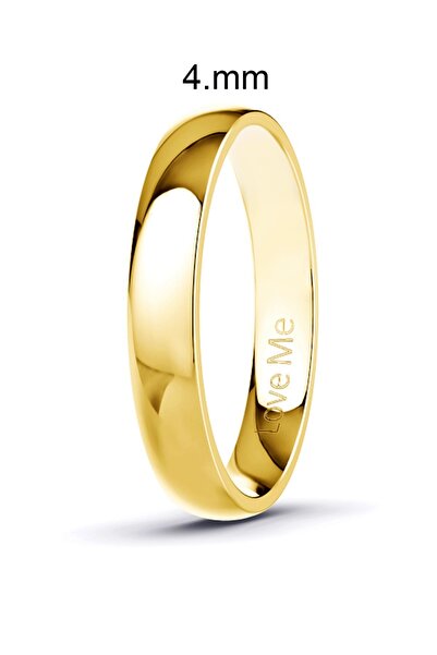 Love Me 4mm Yeni Üretim 1 Adet Parlak Altın Renk Kararmaz Unisex Çelik Alyans...