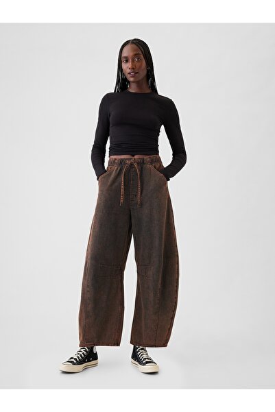 GAP Kadın Kahverengi Mid Rise Horseshoe Jean Pantolon
