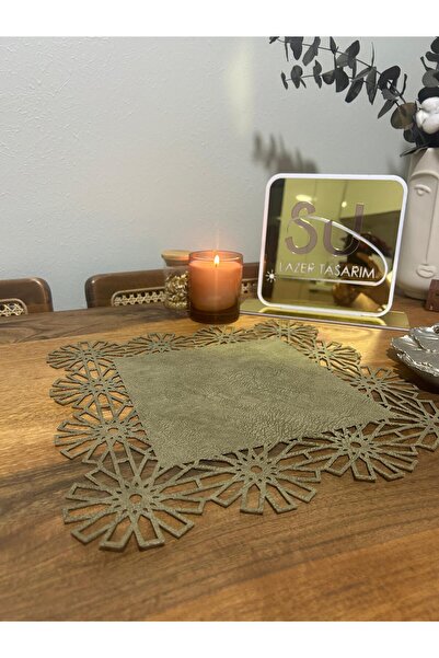 EHA LAZER 6 servetele din imitatie din piele verde kaki