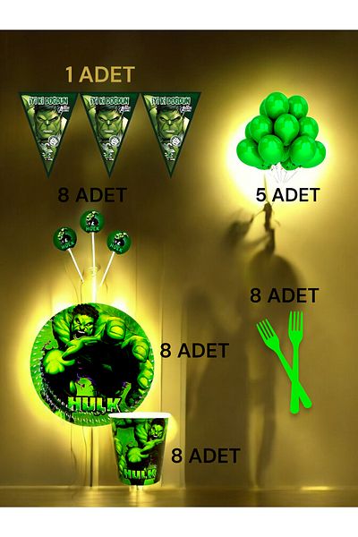 VibeHome 8-Person Hulk Themed m Pack - Birthday Party and Fun Events